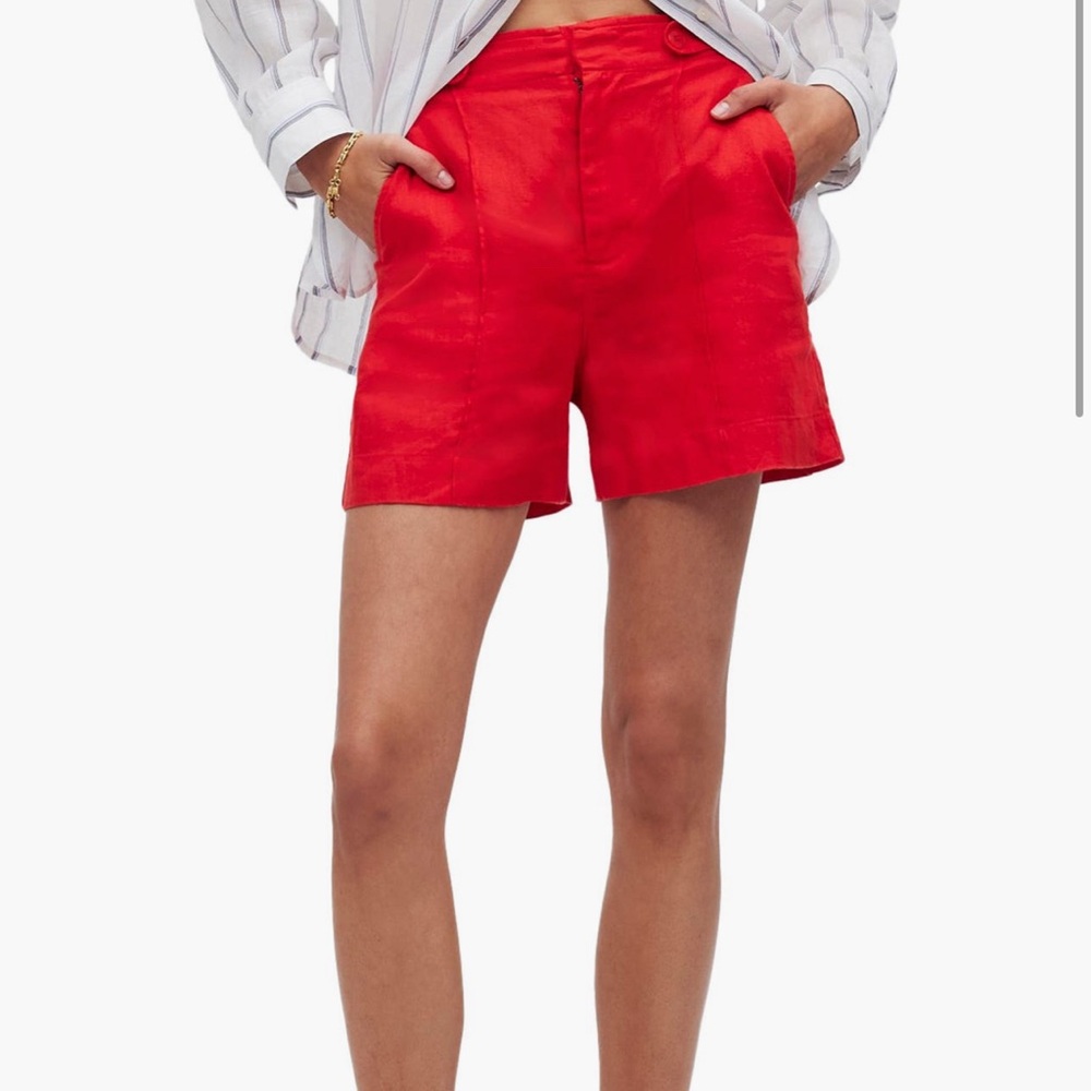 Madewell Clean Button Tab Linen Shorts